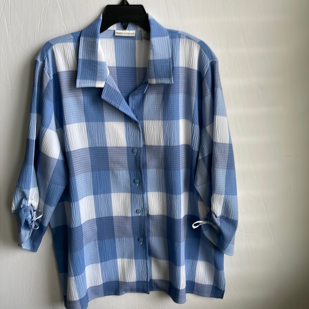 Drapers & Damon’s blue & white  plaid tunic EUC